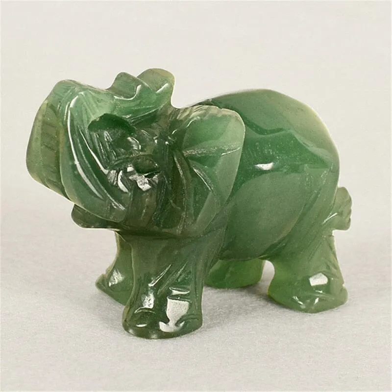 Lucky Elephant Green Aventurin Fortune Feng Shui Figurine