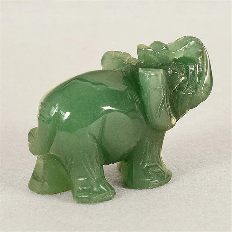 Lucky Elephant Green Aventurin Fortune Feng Shui Figurine