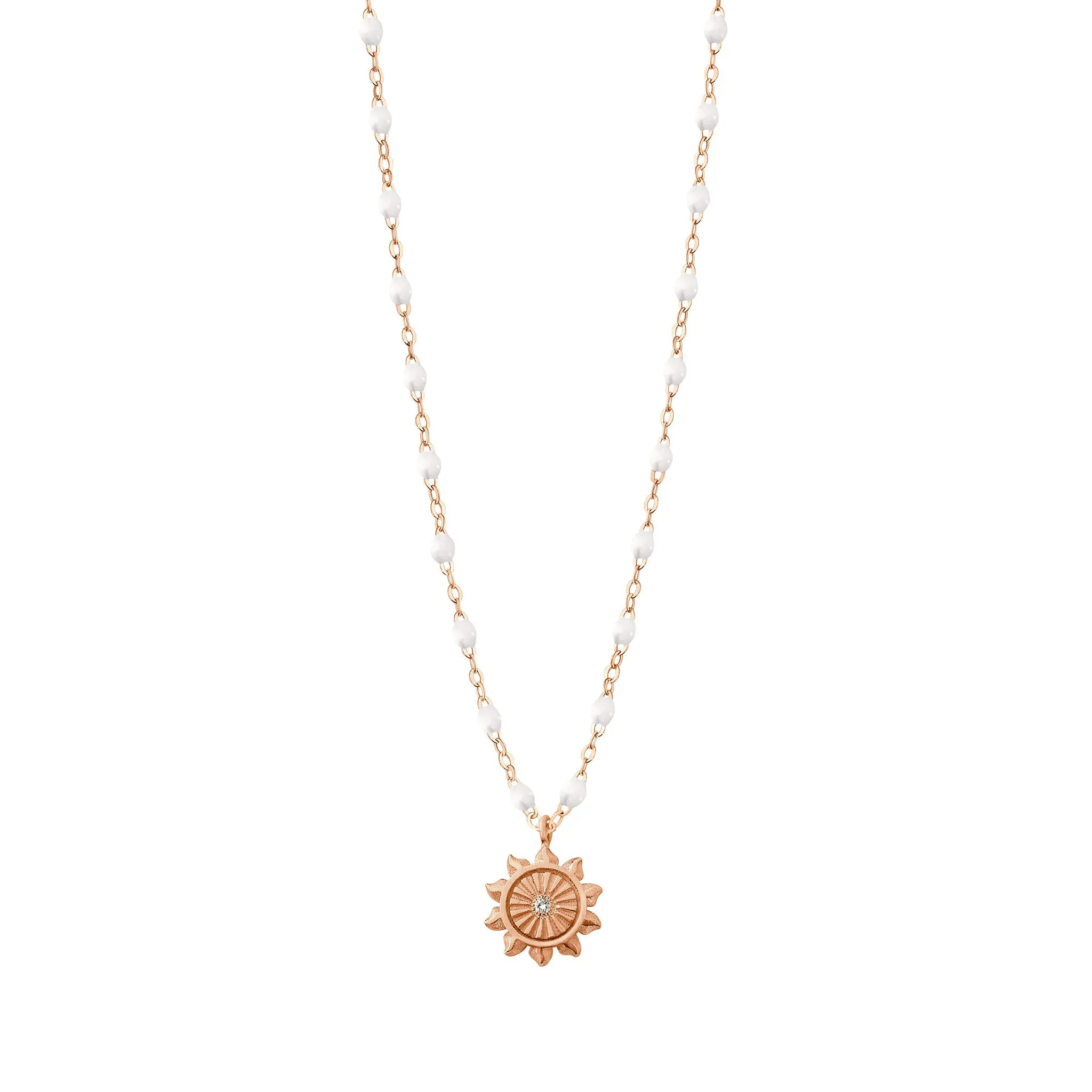 Lucky Sun White Diamond Necklace, Rose Gold, 16.5"