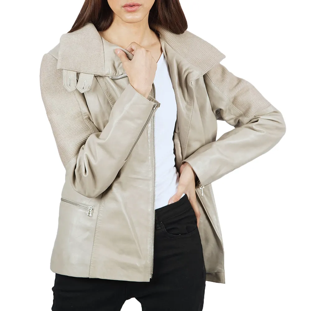 Manzell Brooklyn Asymmetrical Zip Women's Leather Jacket