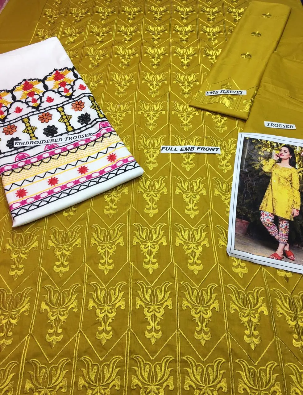 Maria B BR-1990 Yellow Lawn Collection Embroidered two piece