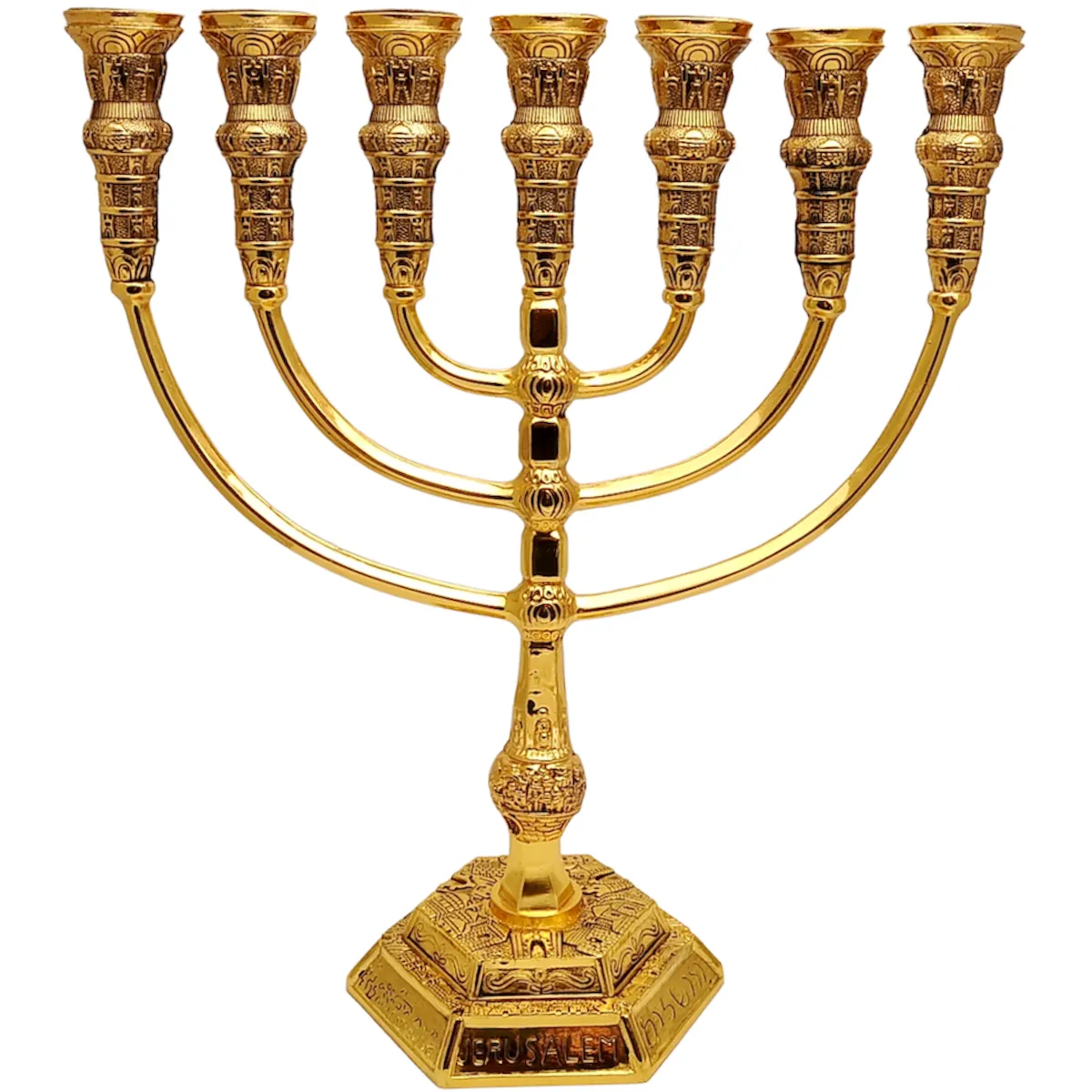 Menorah Plated Candle Holder from Holyland - sizes: 22 / 28 cm