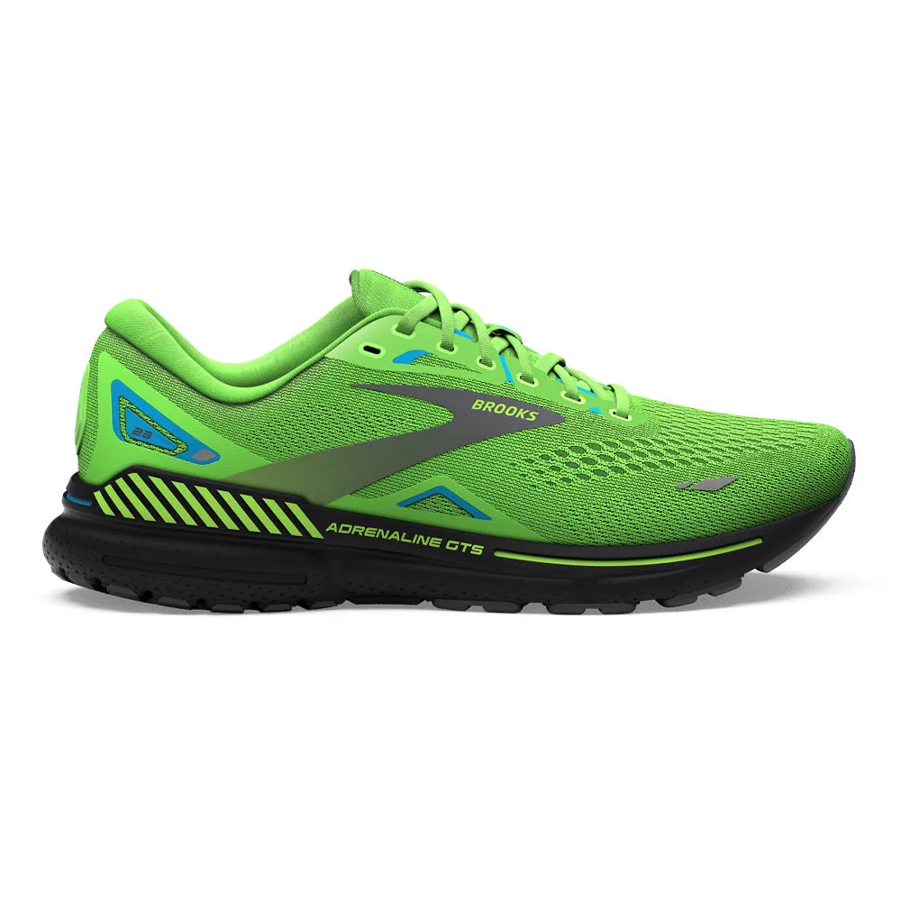 Men's Brooks Adrenaline GTS 23, Green Gecko/Grey/Atomic Blue, 13 D Medium