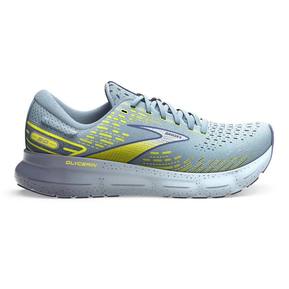 Men's Brooks Glycerin 20, Blue/Crown Blue/Sulphur, 11.5 D Medium