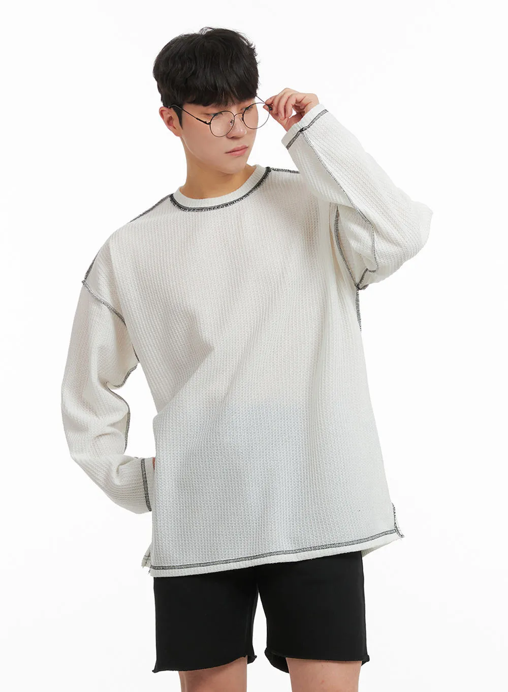 Men's Stitch Detail Oversized Long Sleeve IA402