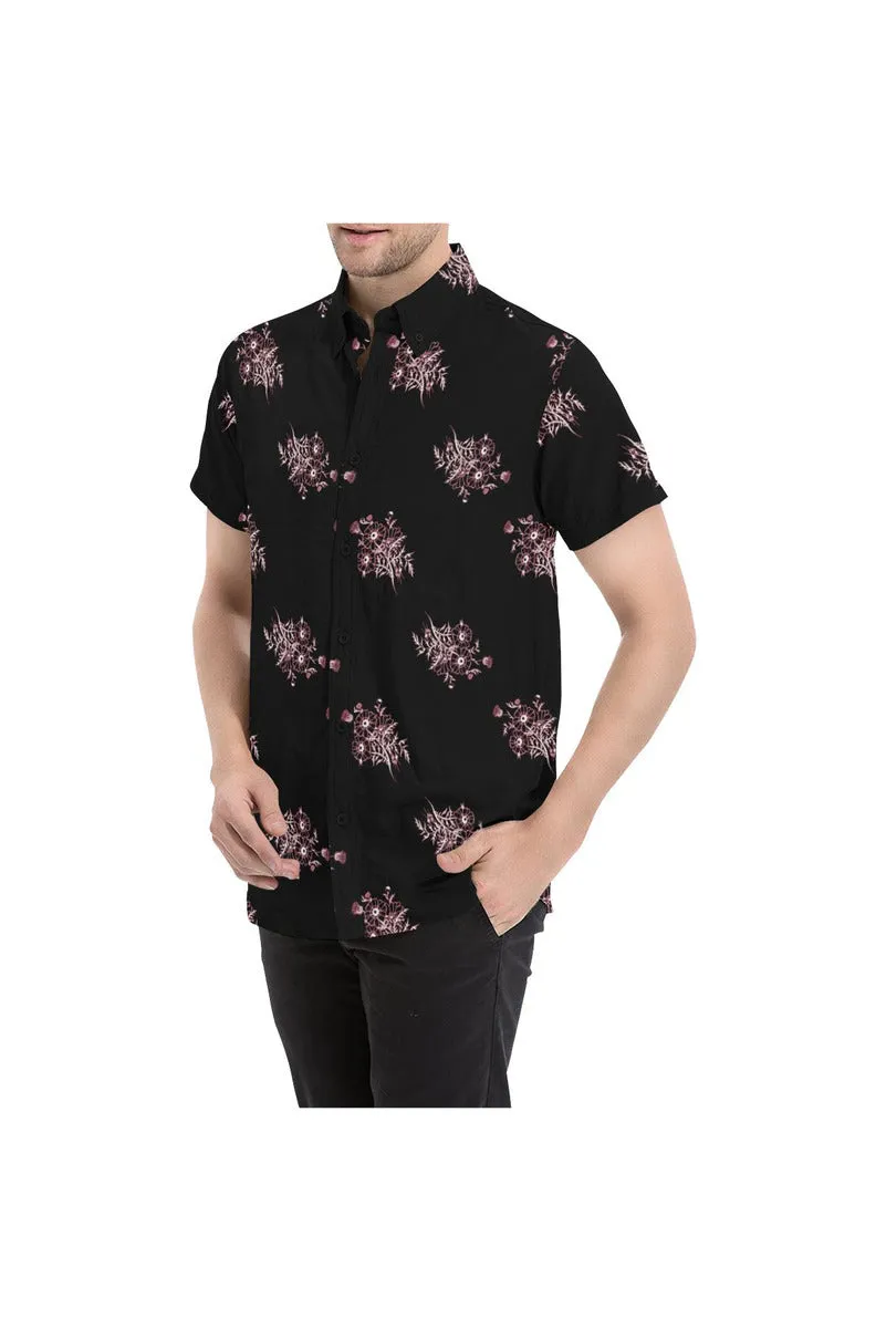 Midnight Black Floral Men's All Over Print Short Sleeve Shirt/Large Size (Model T53)