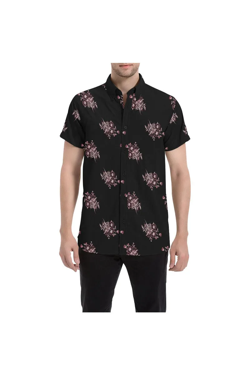 Midnight Black Floral Men's All Over Print Short Sleeve Shirt/Large Size (Model T53)