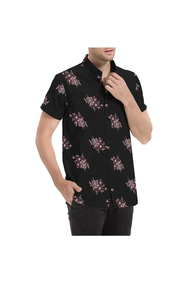 Midnight Black Floral Men's All Over Print Short Sleeve Shirt/Large Size (Model T53)