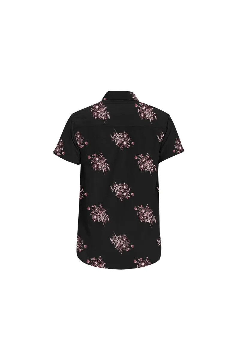 Midnight Black Floral Men's All Over Print Short Sleeve Shirt/Large Size (Model T53)