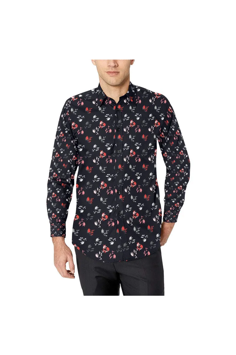 Midnight Meadow Men's All Over Print Casual Dress Shirt