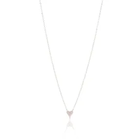 Mini Pave Heart Necklace - Silver