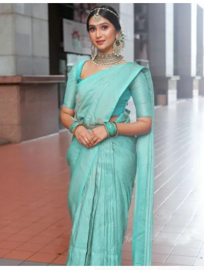 Mint Zari South Silk Wedding Saree