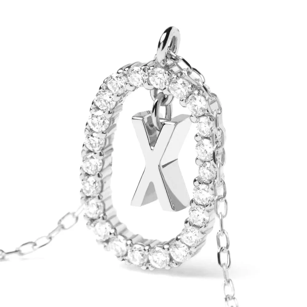 Moissanite Letter X Dangle Pendant Necklace