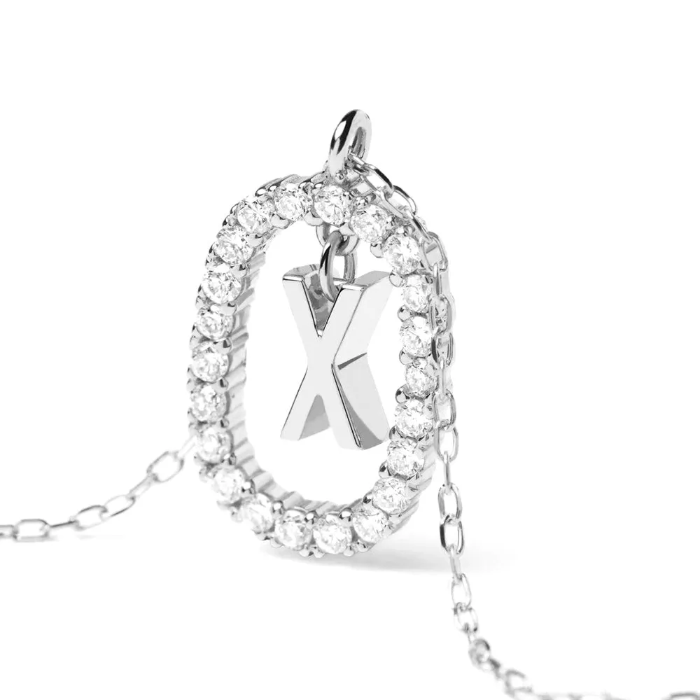 Moissanite Letter X Dangle Pendant Necklace