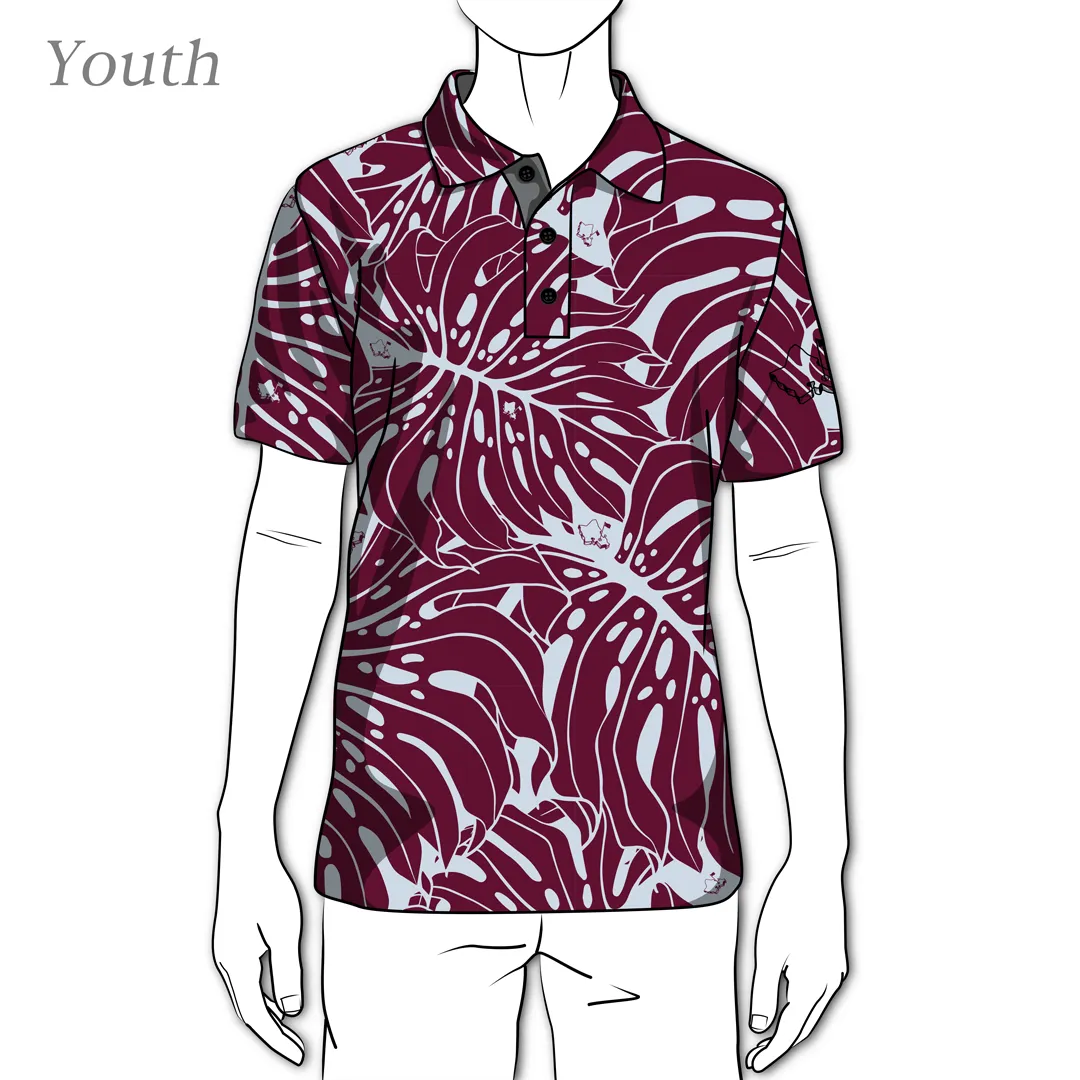 Monstera 2.0 Lilac Wine - OGA Youth Polo - Burgundy