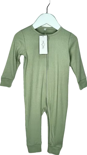 Mori Baby Sage Green Bamboo/organic Cotton Ribbed Clever Zip Sleepsuit BNWT 3-6 Months