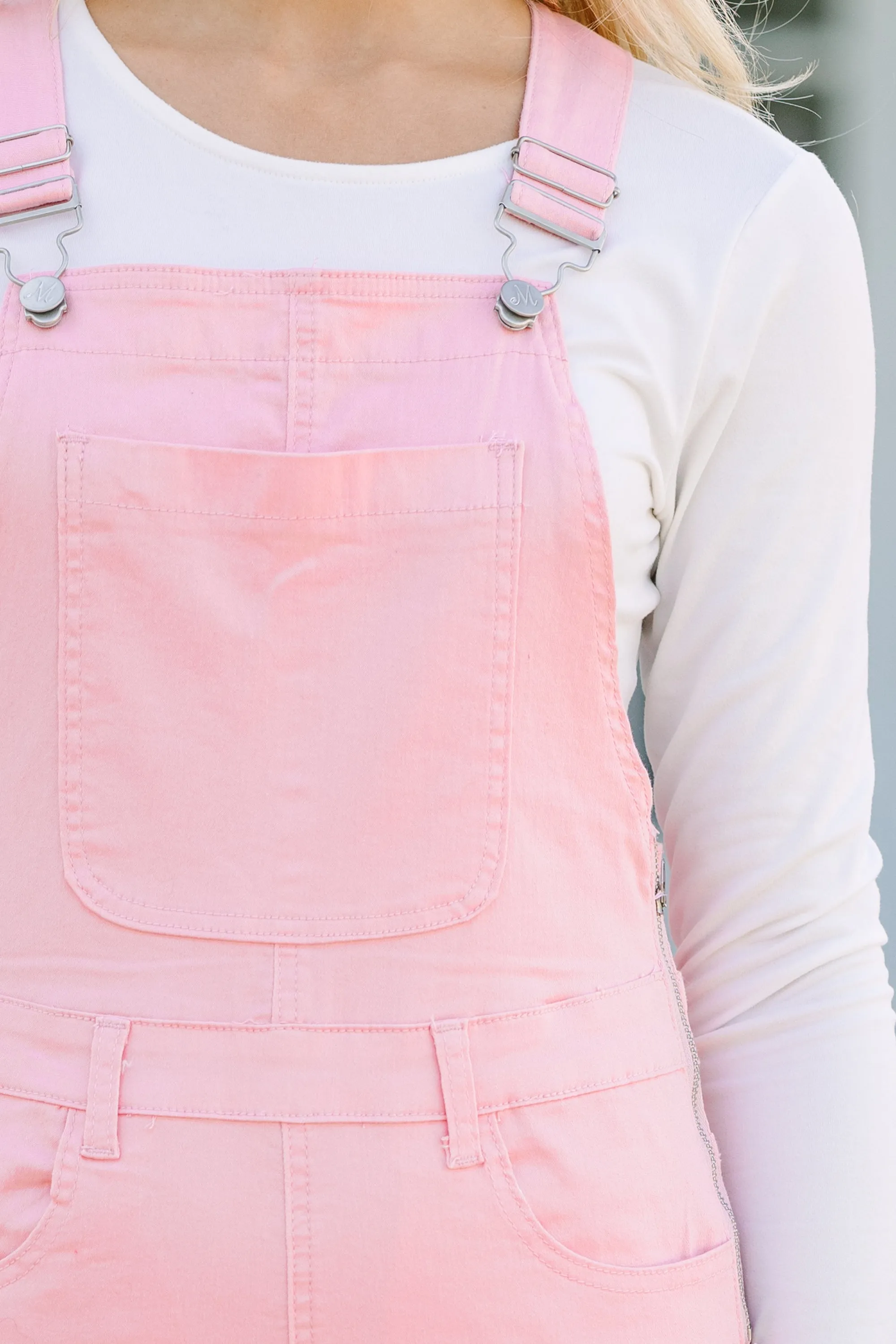 My Baby Loves Me Pink Flared Overalls