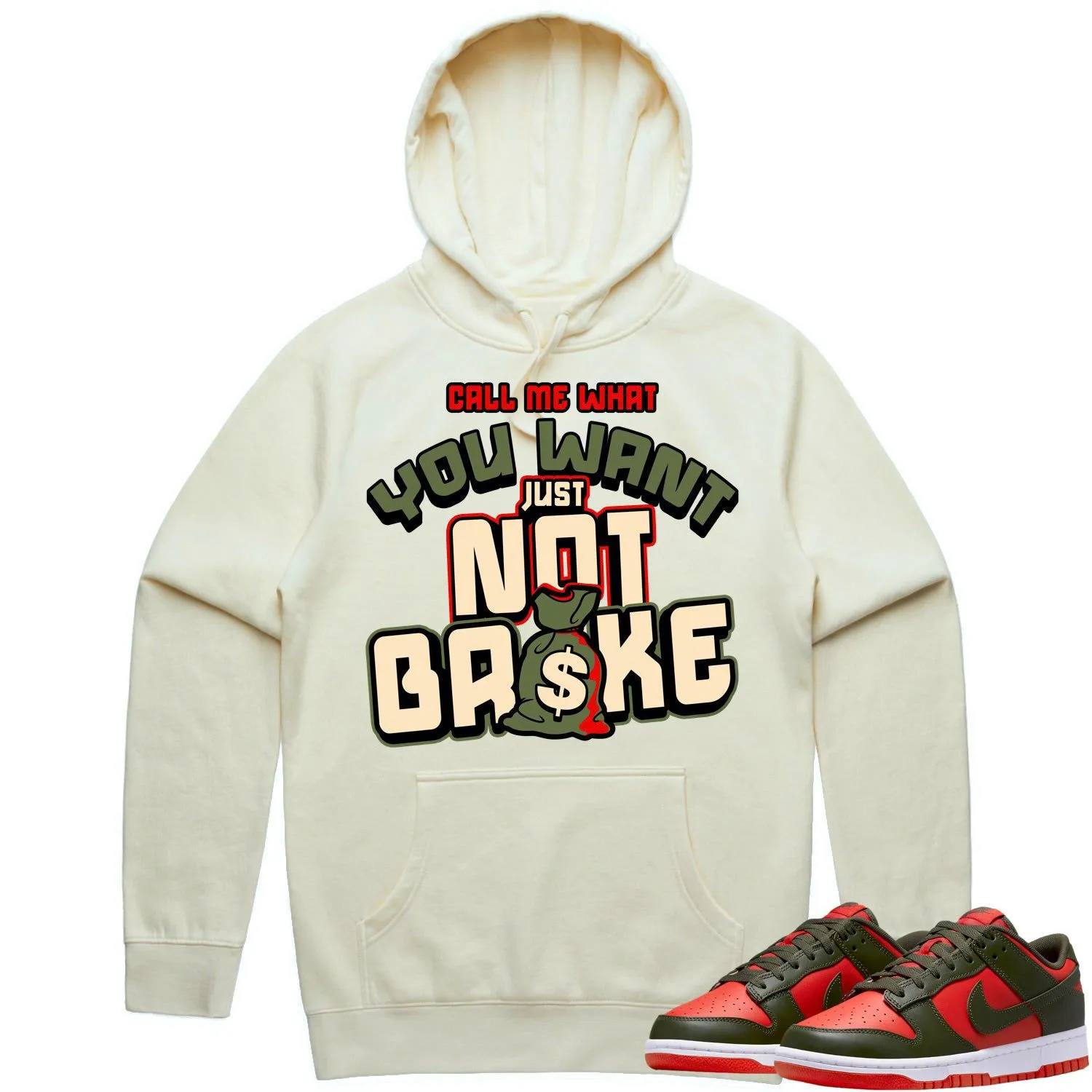 Mystic Red Dunks Hoodie to Match - OLIVE NOT BROKE