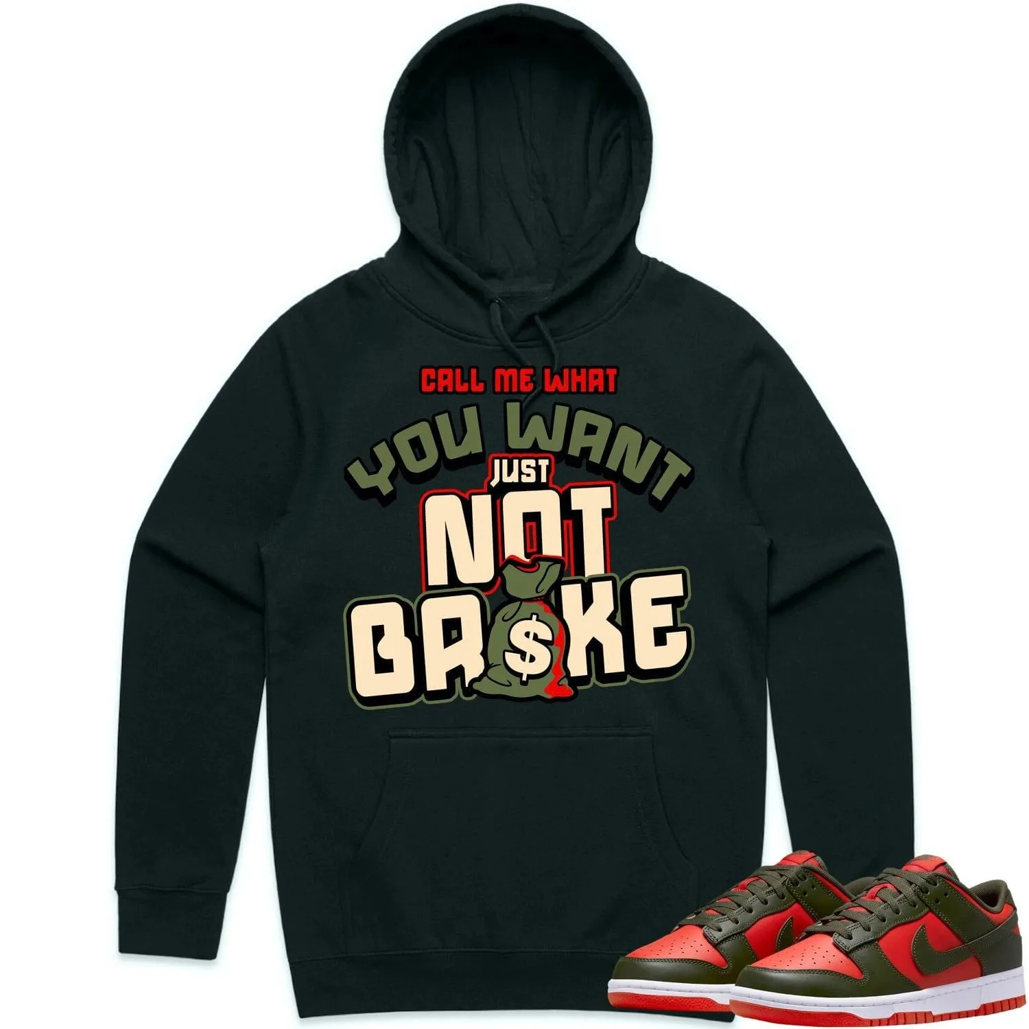 Mystic Red Dunks Hoodie to Match - OLIVE NOT BROKE