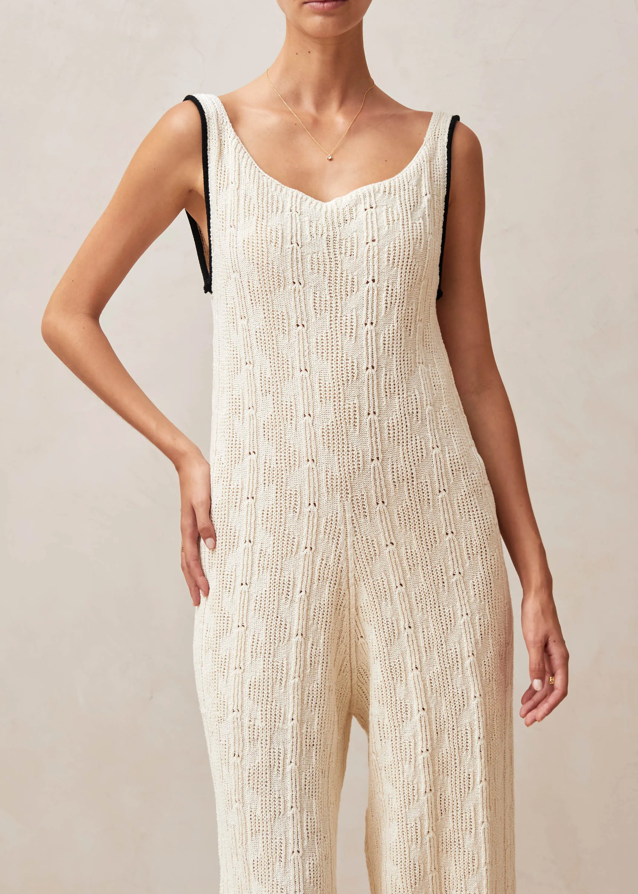 Namo Ecru Tricot Jumpsuit