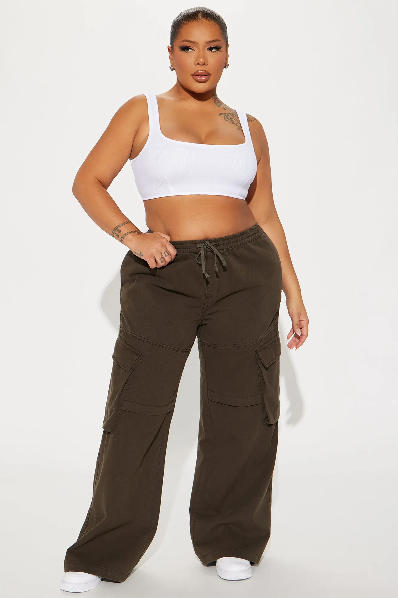 Nice For What Cargo Wide Leg Pant - Olive