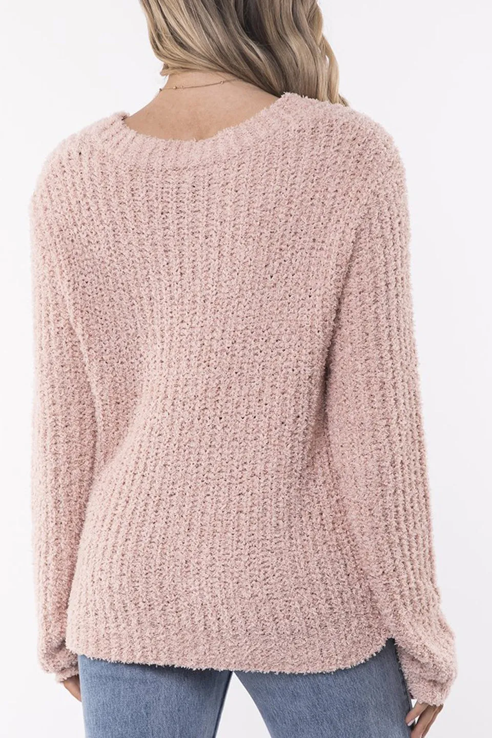 Nude Flutter Rib Knit Crew Jumper