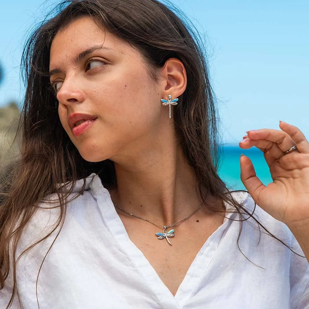 Opal Island Dragonfly Pendant & Earrings Set