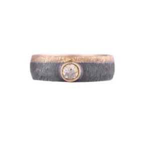 Oxidized Sterling Silver and Gold Band with Yellow Diamond by Heather Guidero