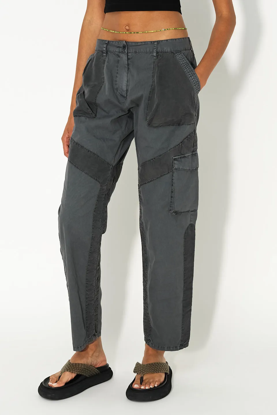 Paneled Utility Pant / Washed Black