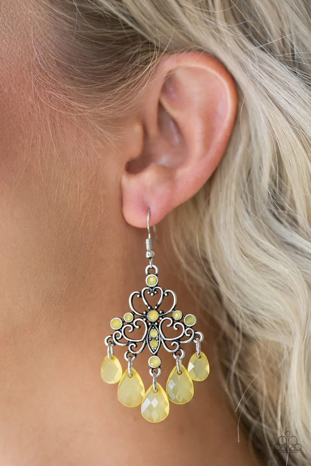 Paparazzi Earring ~ Dip It GLOW - Yellow