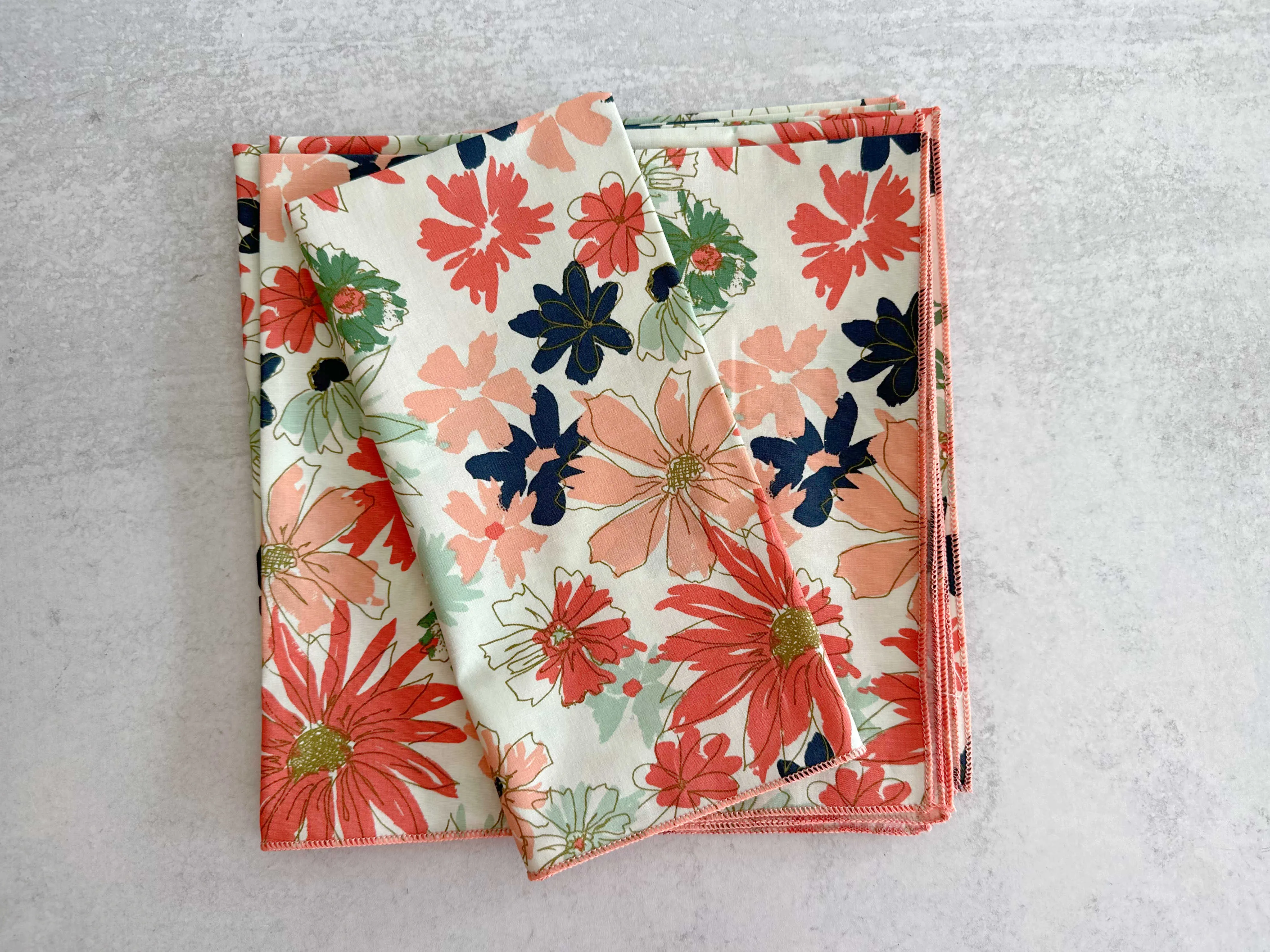 Papaya Floral Cloth Napkins, set of four