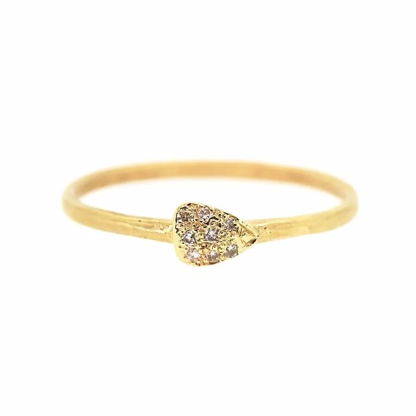 Pave Diamond Teardrop Ring