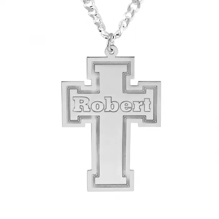 Personalized Mens Engraved Cross Necklace