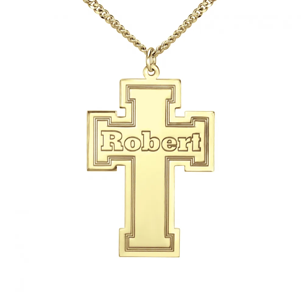 Personalized Mens Engraved Cross Necklace