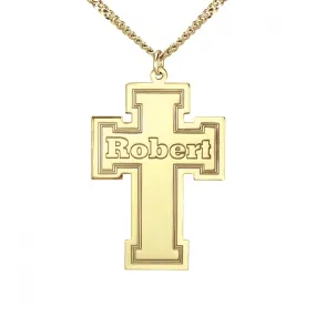 Personalized Mens Engraved Cross Necklace