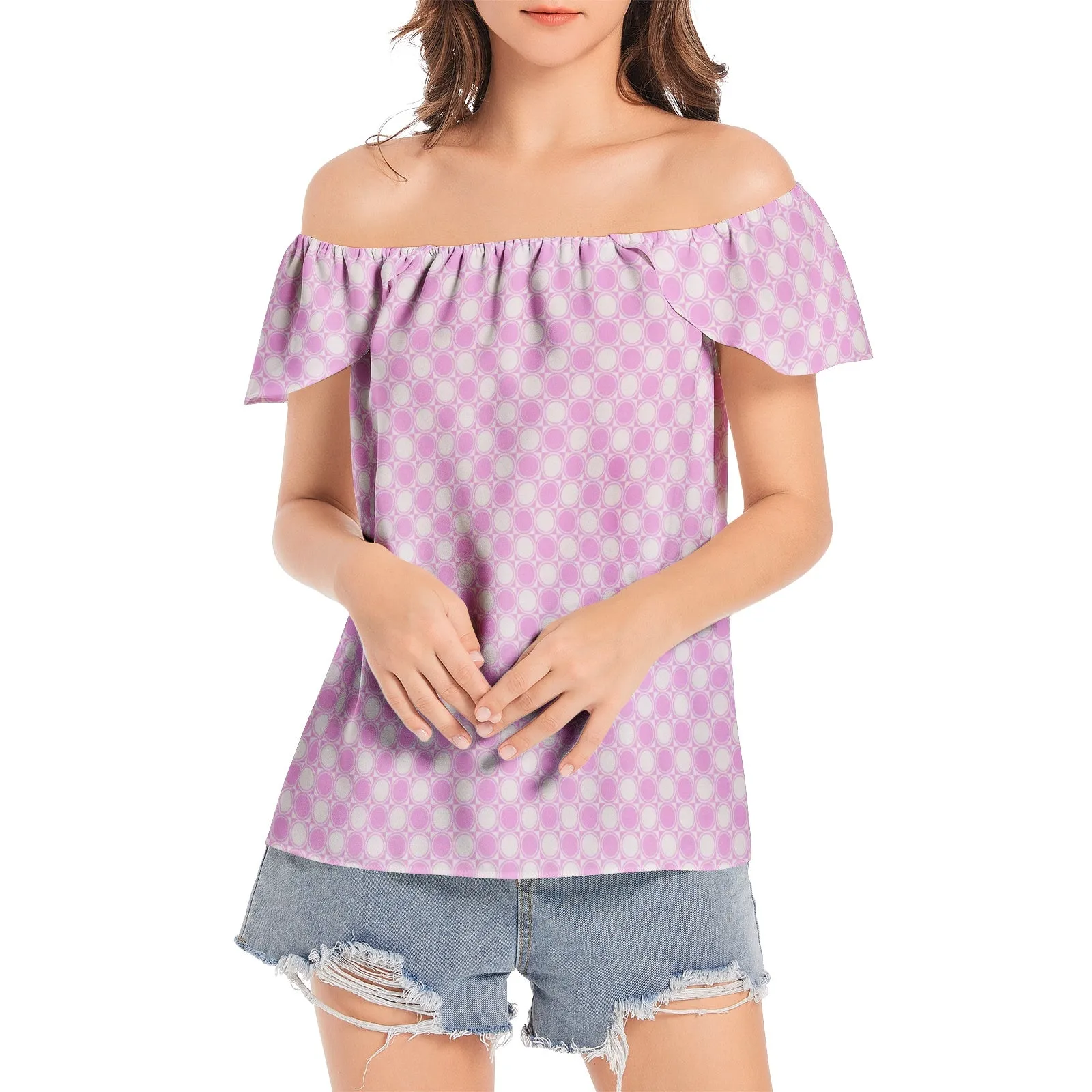 Pink Dots Women's Off The Shoulder Top