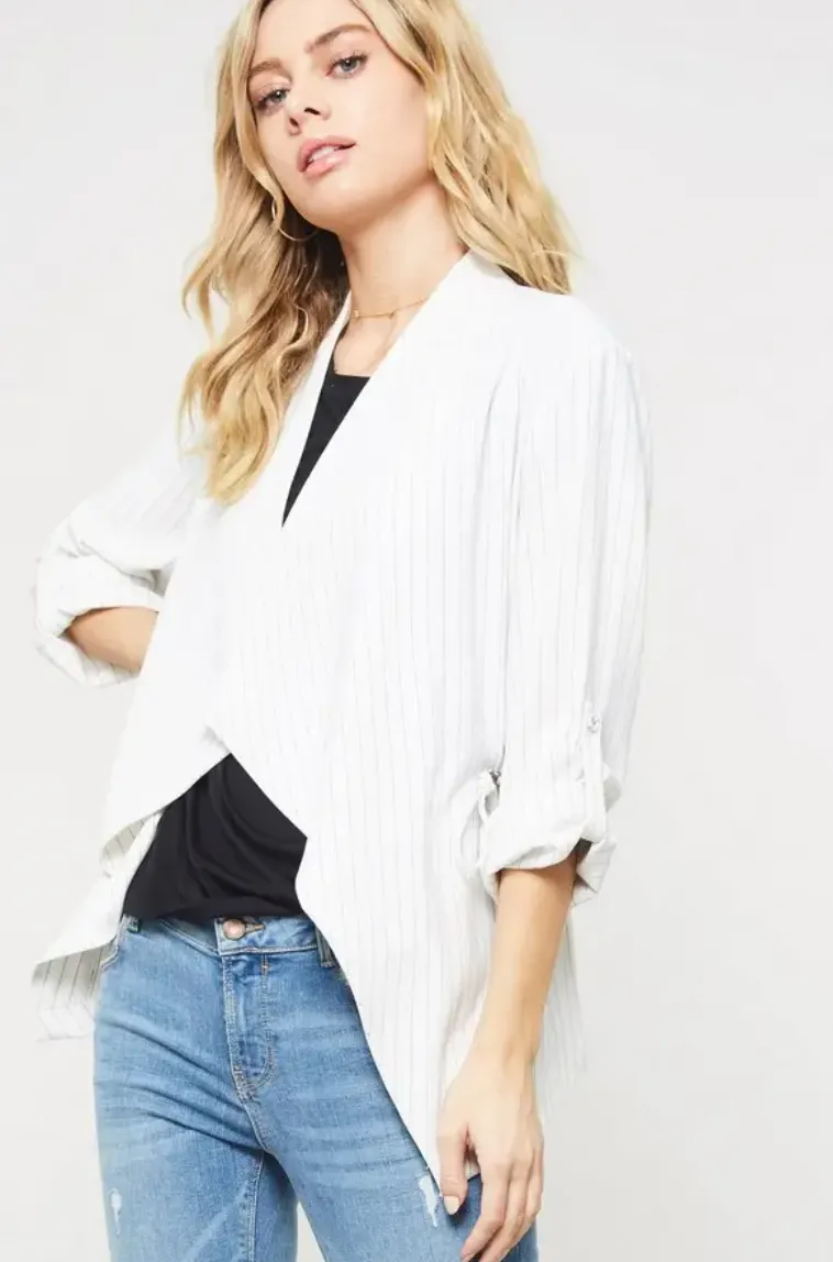 Pinstripe Shawl Blazer