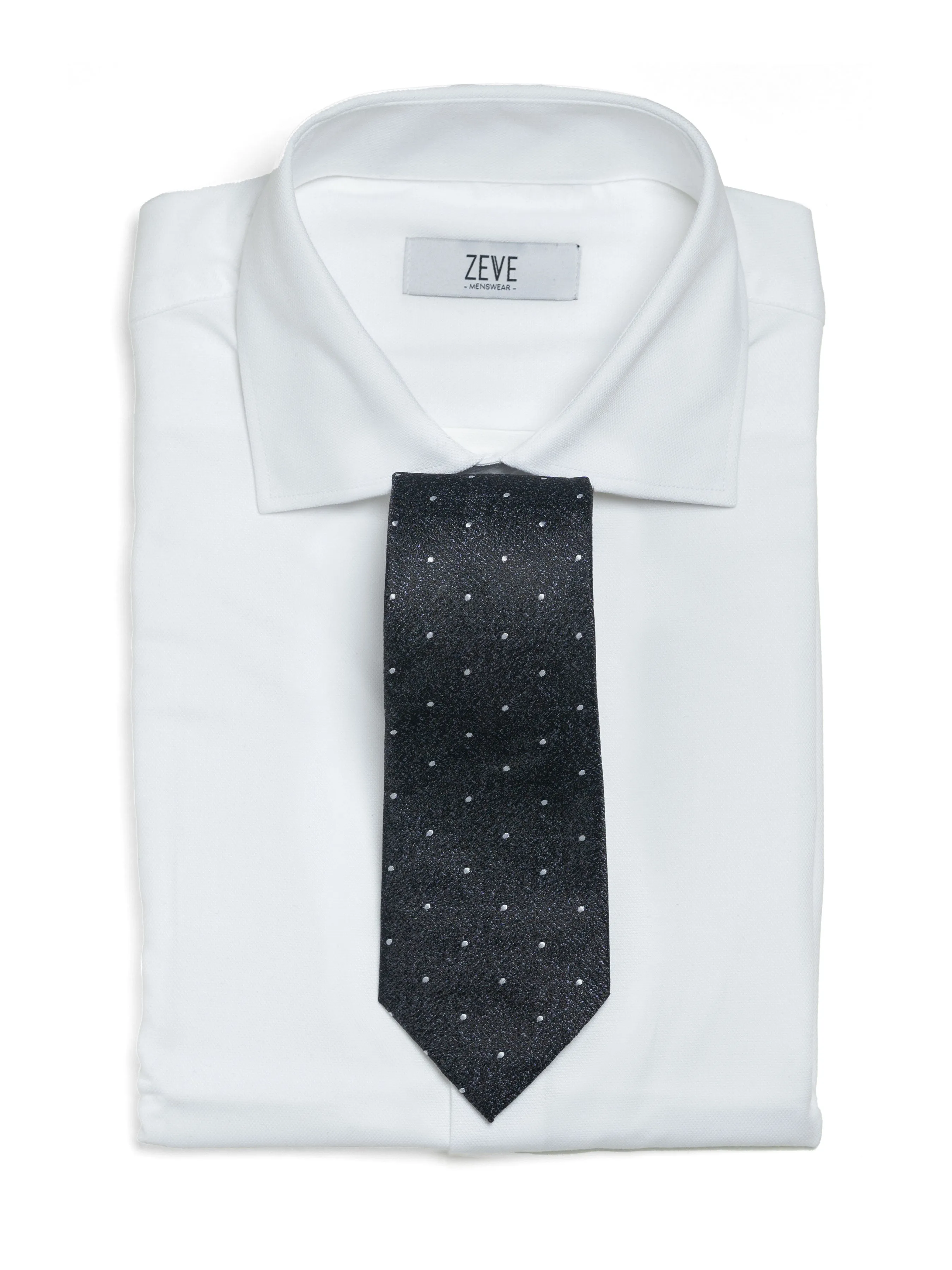 Polka Dot Tie - Black with Indigo Textured