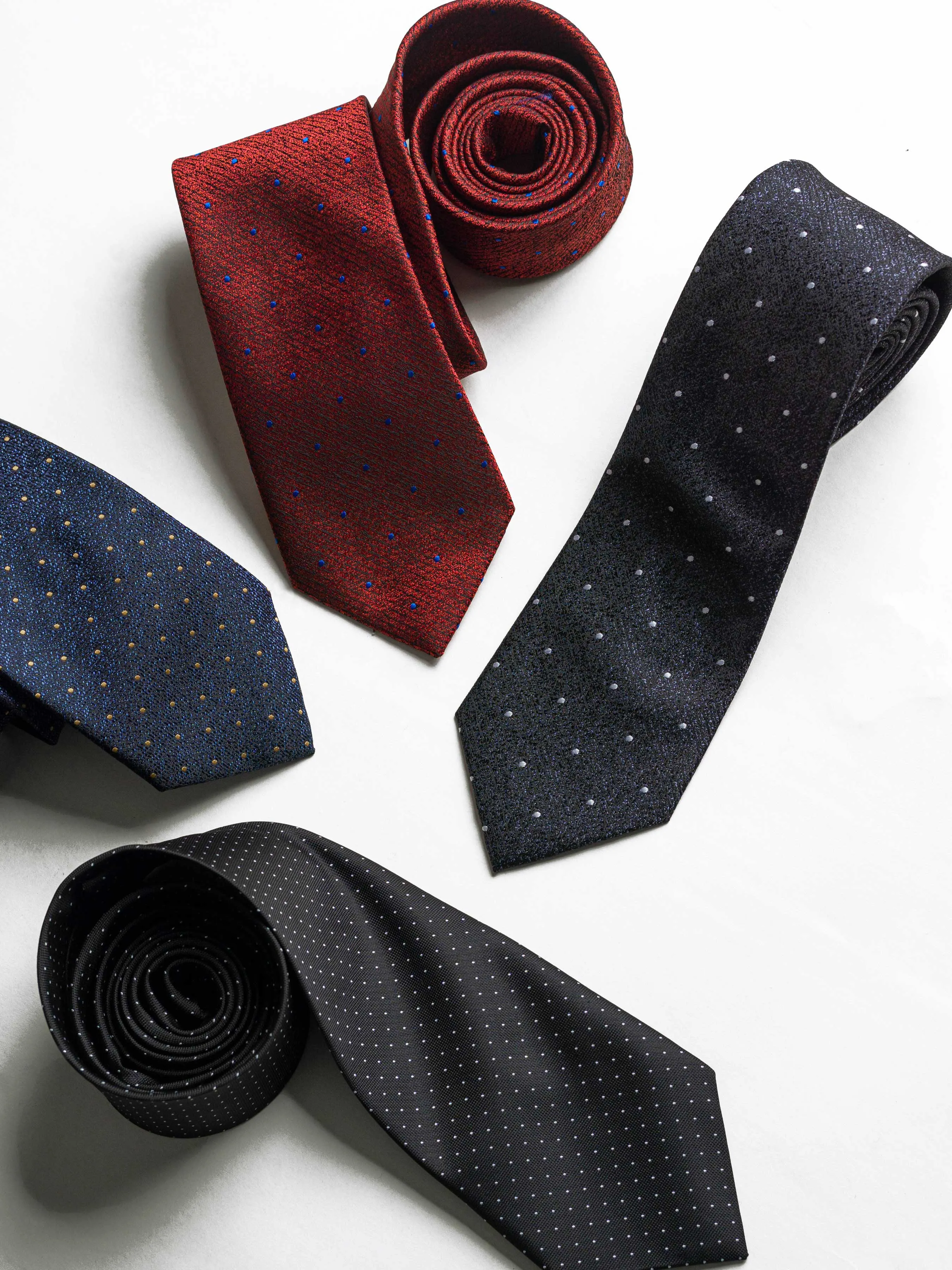 Polka Dot Tie - Black with Indigo Textured