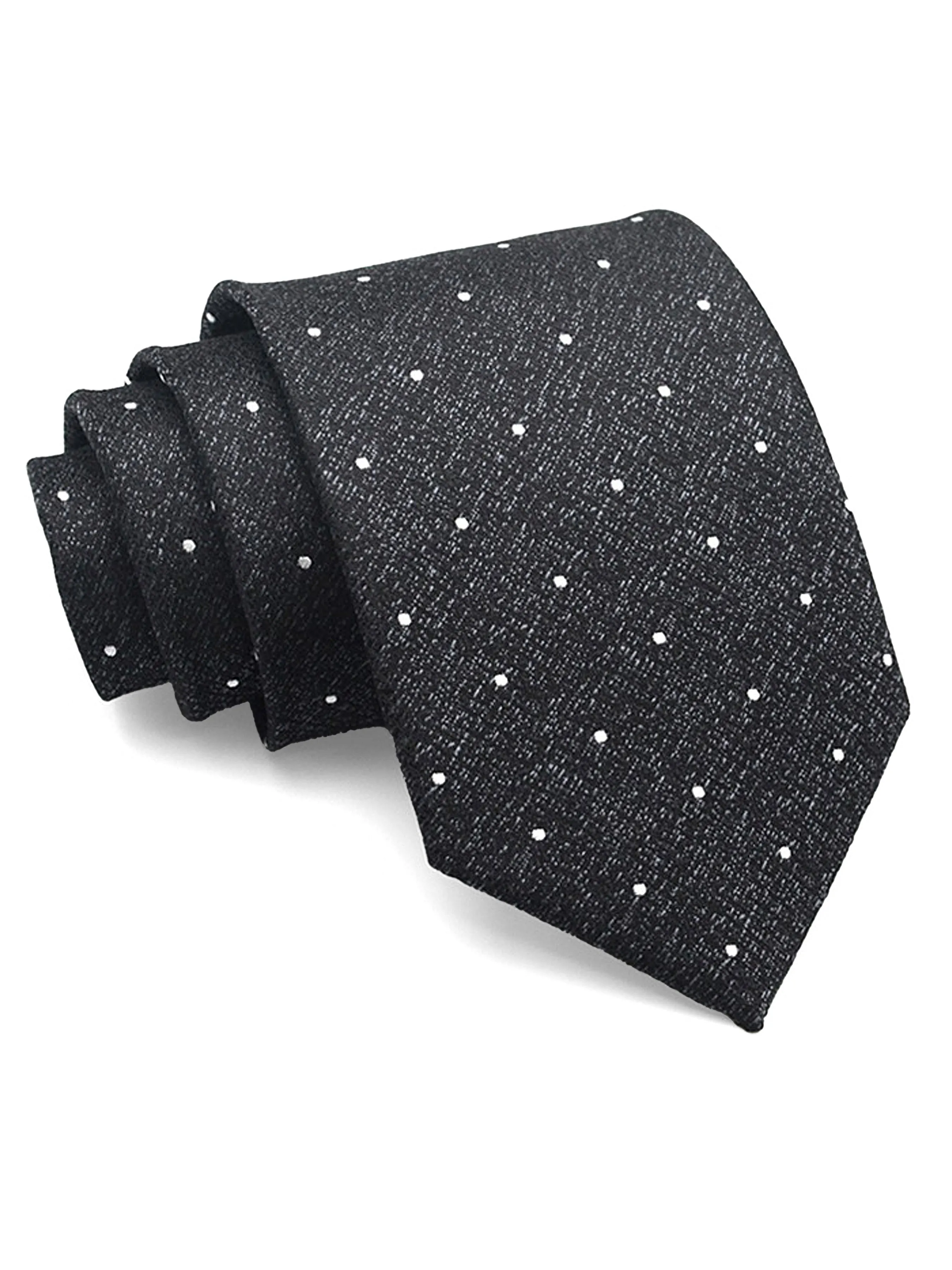 Polka Dot Tie - Black with Indigo Textured