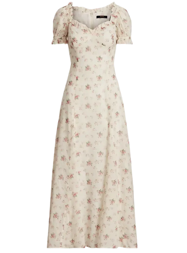 Polo Ralph Lauren Ivory Floral Print Dress UK 10