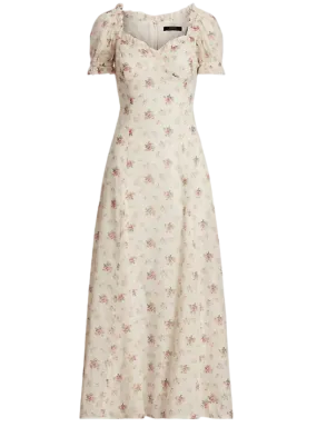 Polo Ralph Lauren Ivory Floral Print Dress UK 10