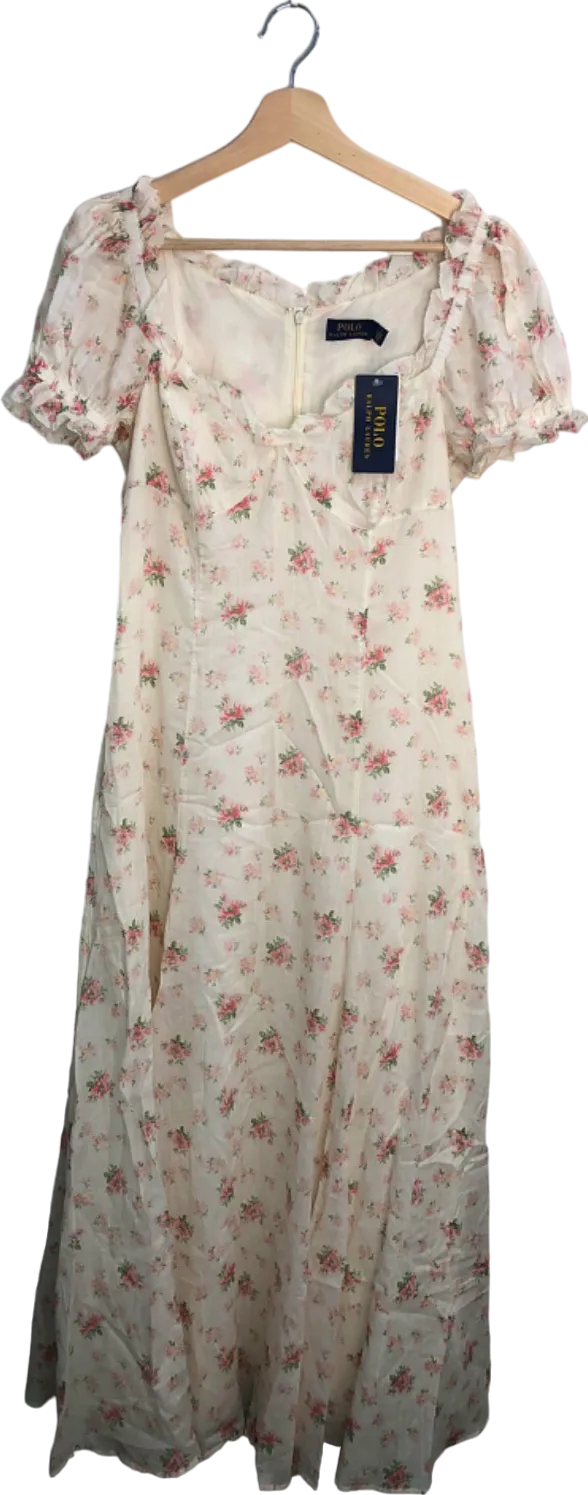 Polo Ralph Lauren Ivory Floral Print Dress UK 10