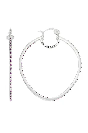 Precious Fruit Hoops with Amethyst Diamond Embellishments - Large