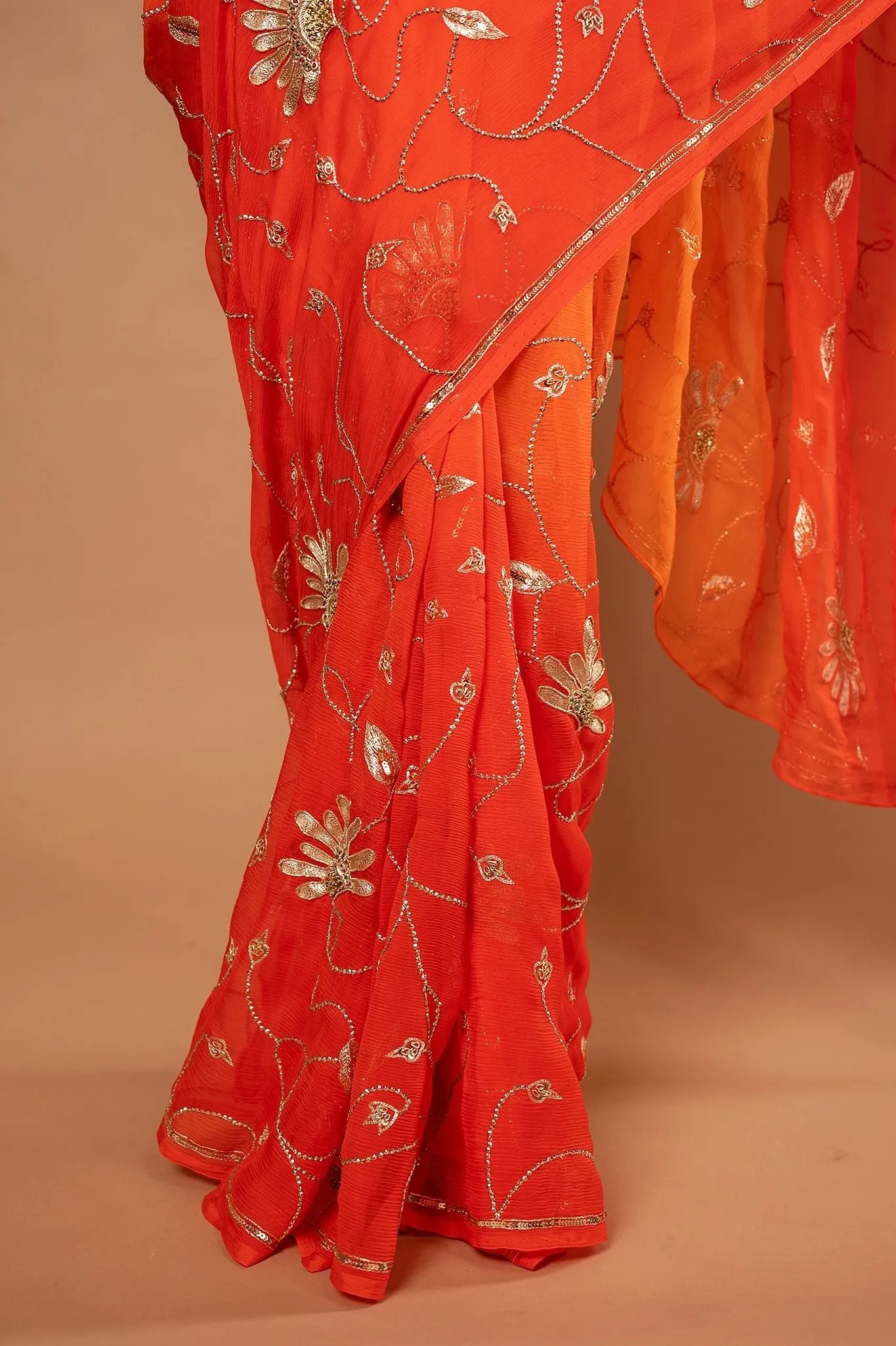 Pure Chiffon Narangi Saree