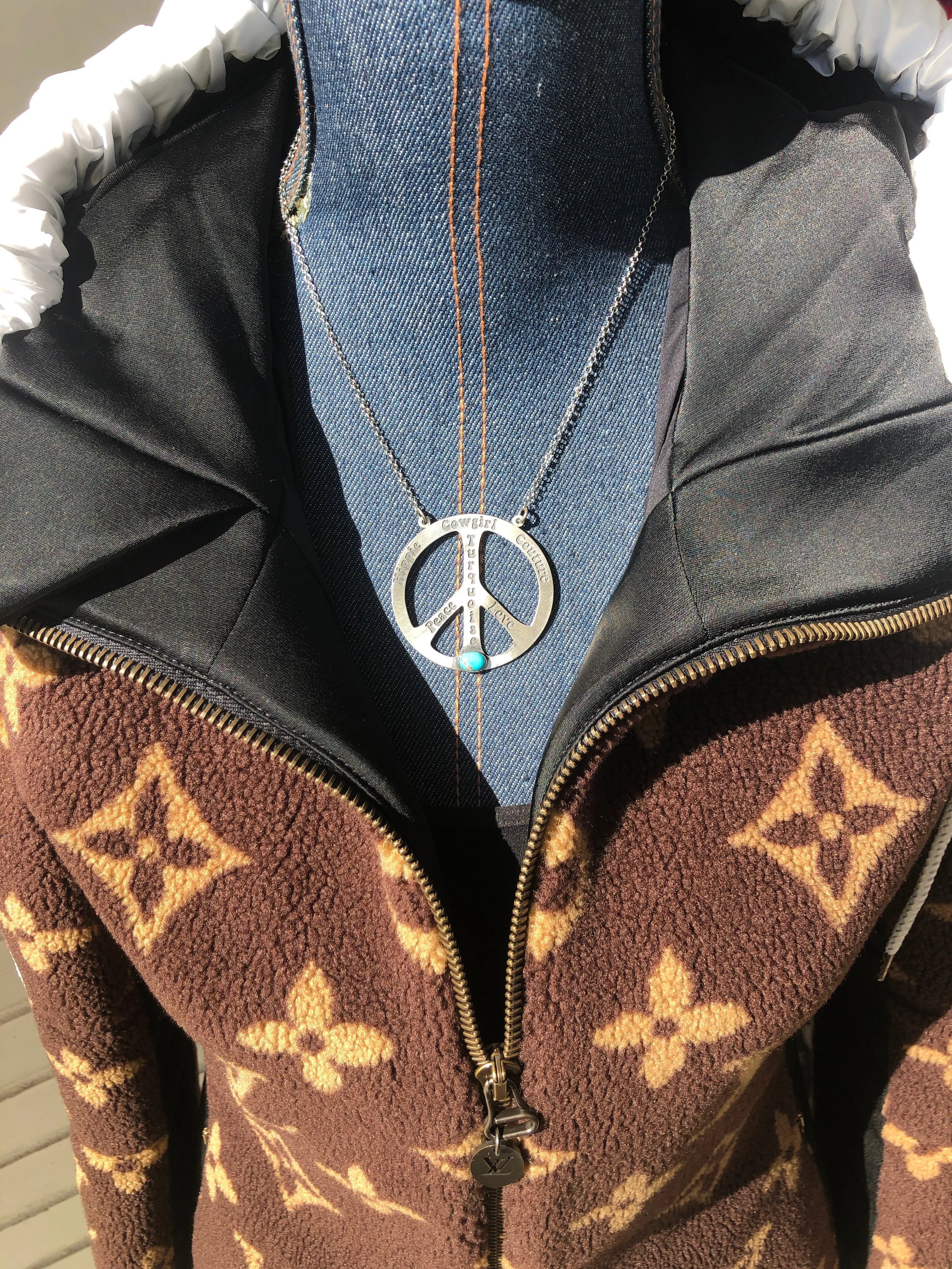 "HCC Peace Sign" Necklace with Kingman Turquoise