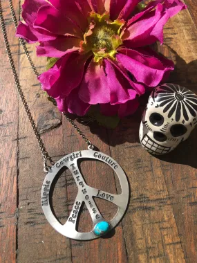 "HCC Peace Sign" Necklace with Kingman Turquoise