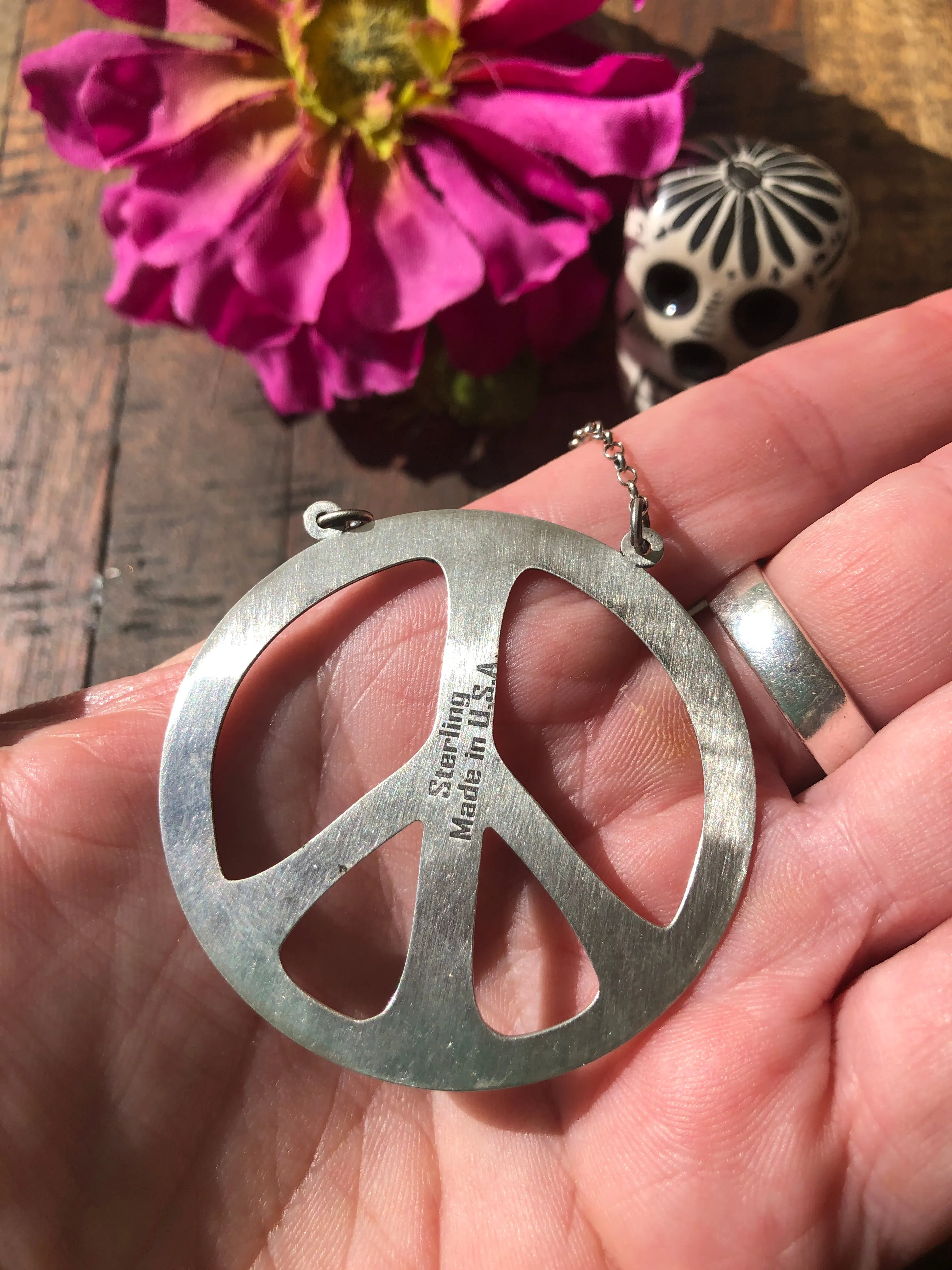 "HCC Peace Sign" Necklace with Kingman Turquoise