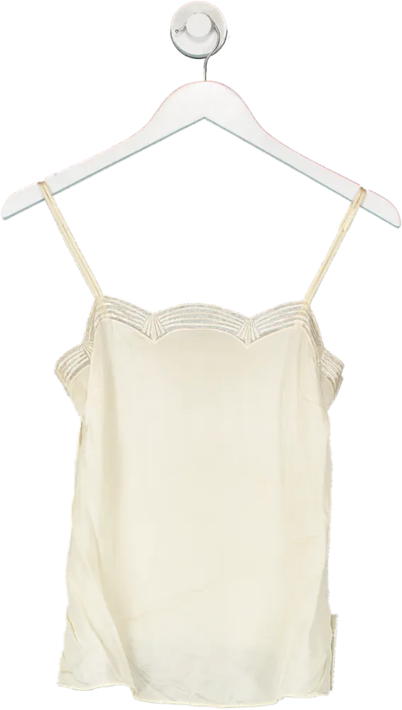 REISS Pale Yellow Gwen Scallop Detail Cami UK 4