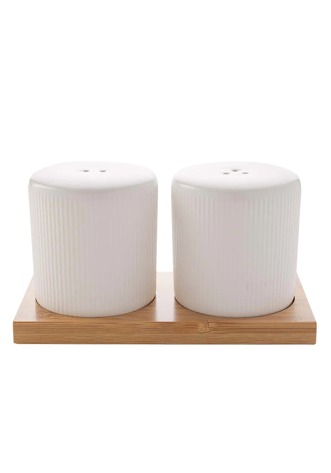 Ribbed Salt Pepper Set - White